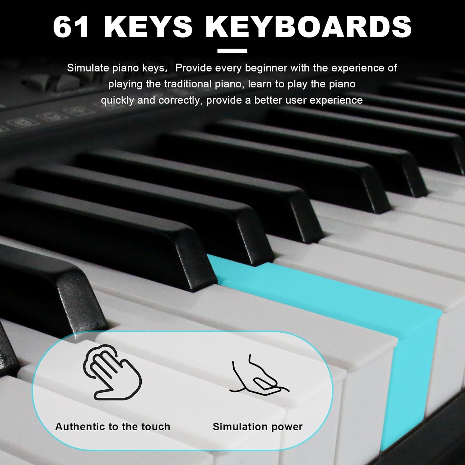 AQNIEGEP 61-Key Electric Keyboard Piano with Lighted Keys, Christmas Gifts, Premium Bundle: Stand, Bench, Mic,Headphones, Music Stand, Stickers, 70 Demos 200 Tones/Rhythms, Beginners/Adults